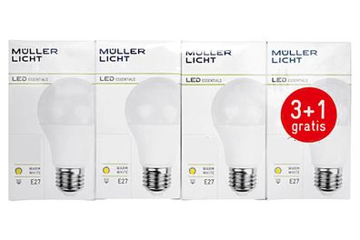 MÜLLER LICHT LED Birne 8,5W E27 806lm 2700K opal 4er Set