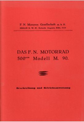 Bedienungsanleitung F.N. Motorrad 500 ccm Model M. 90 SV