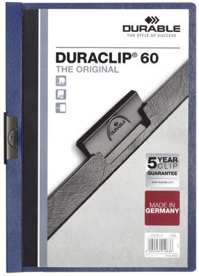 Durable 2209 07 Klemm-Mappe DURACLIP® 60 - A4, dunkelblau