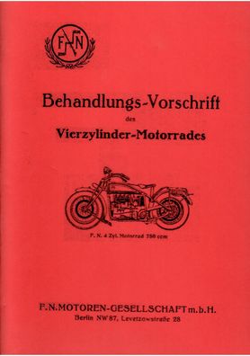 Bedienungsanleitung FN 4 Zylinder 750 ccm, Typ M. 50, Motorrad