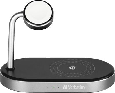 Verbatim 49556 Wireless Charger - 3-in-1, Qi, MFi, WCS-02, schwarz