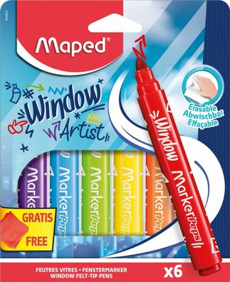 MAPED 844822 Fensterfarbe - 6 Farben sortiert