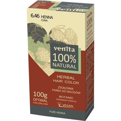 Venita 100% Kräuterhaarfarbe 6,46 China, 100g - Natürliche Haarfärbung