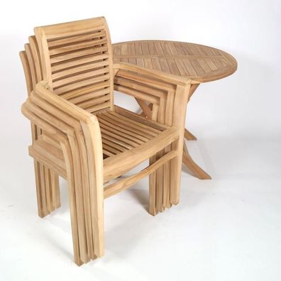 Teak Klapptisch Salerno ? 80 cm + 4 Teakstühle Cosenza