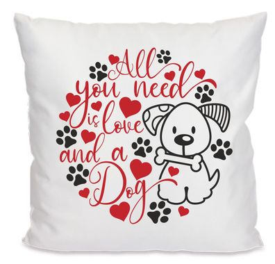 Hunde Kissen 40x40 mit Motiv All you need is love an a dog / UR