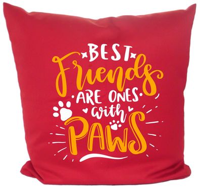 Hunde Kissen 40x40 mit Motiv Best friends are ones with paws