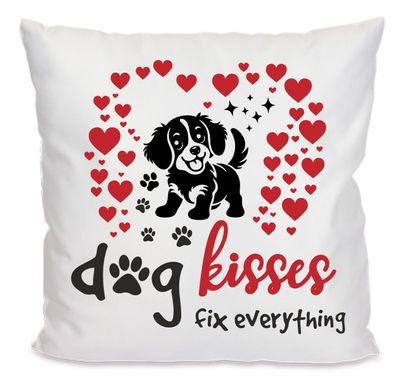 Hunde Kissen 40x40 mit Motiv Dog kisses fix everything