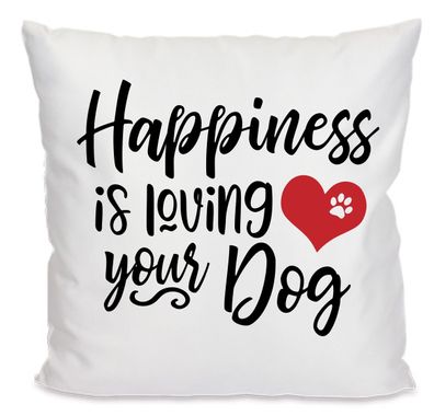 Hunde Kissen 40x40 mit Motiv Happiness is loving your dog