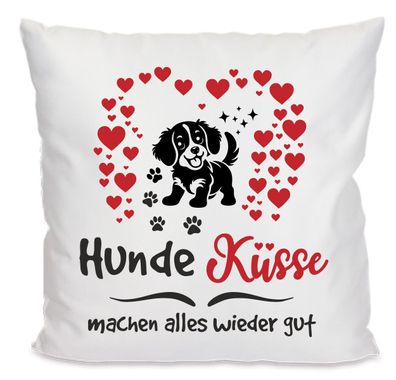 Hunde Kissen 40x40 mit Motiv Hundeküsse machen alles wieder gut