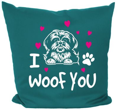 Hunde Kissen 40x40 mit Motiv I woof you