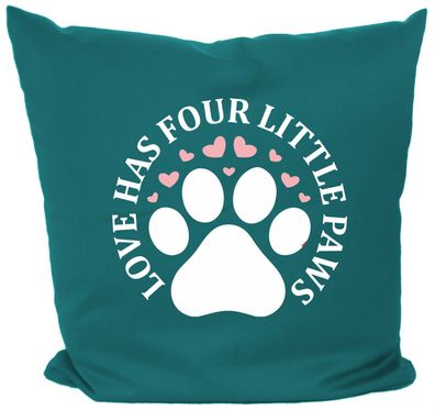 Hunde Kissen 40x40 mit Motiv Love has four little paws