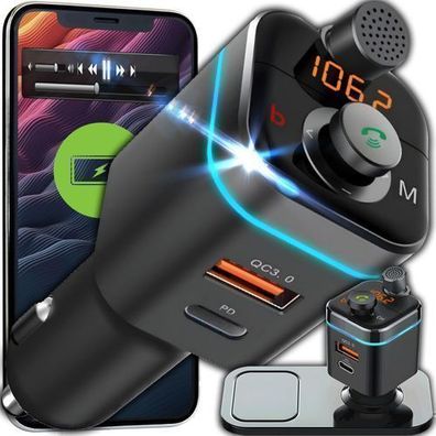 Auto FM Transmitter Bluetooth 5.0 mit Quick Charge Autoladegerät Wireless Retoo