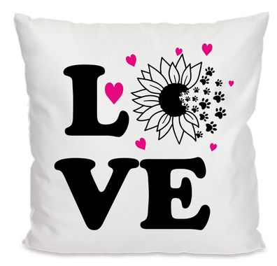 Hunde Kissen 40x40 mit Motiv LOVE Sonnenblume