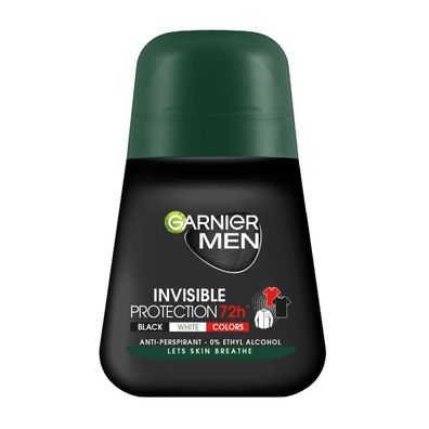 Garnier Men Roll-on Deodorant Unsichtbarer Schutz 72h - Schwarz, Weiß, Farben 50ml