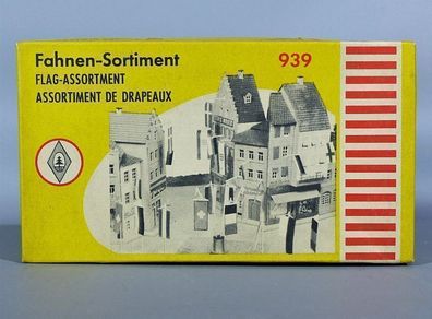 Faller H0 939 Fahnenset Fahnen Stoff Masten Fahnenmasten frühe 50er Jahre NEU OVP