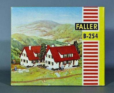 Faller H0 B-254 Doppelhaus Wohnhaus Arbeiterhaus Mischbau 50er Jahre NEU OVP RAR