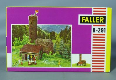 Faller H0 B-291 Aussichtsturm Ruine Burgruine Turm mit Kiosk 70er Jahre NEU OVP