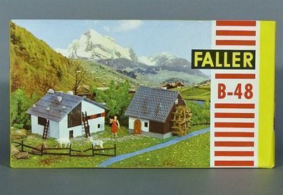 Faller H0 B-48 Zwei Berghäuschen Berghäuser Almhäuser Mühle Scheune 50er/60er