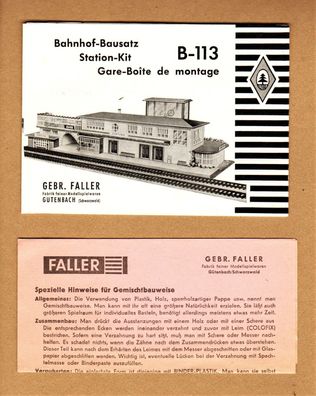 Faller H0 Anleitung Bauanleitung Instruction Beiblatt B-113 Bahnhof Cortina