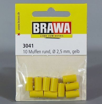 Brawa 3041 10 Muffen rund 2,5mm gelb NEU OVP