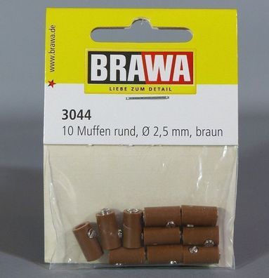 Brawa 3044 10 Muffen rund 2,5mm braun NEU OVP