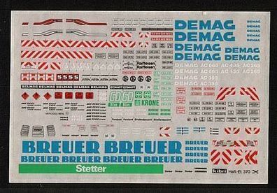 Kibri H0 1:87 Decals Aufkleber Beschriftung Et.370 Breuer Demag Scheuerle NEU