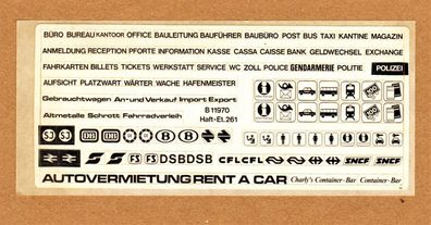 Kibri H0 1:87 Decals Aufkleber Nr. Et.261 B-11970 Container NEU Unbenutzt