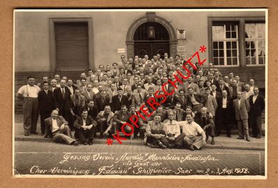 Foto-AK PK Schiffweiler-Saar Besuch Gesang-Verein Aurelia Mannheim-Sandhofen 1952