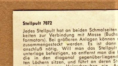 Märklin H0 Anleitung Betriebsanleitung 7072 Stellpult Schaltpult Weichenstellpult