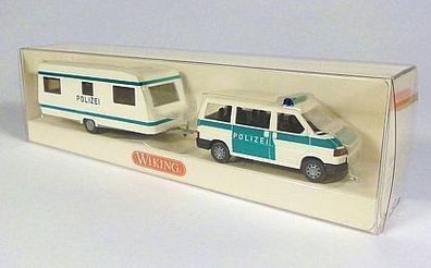 Wiking H0 104 16 35 VW Volkswagen Caravelle T4 Polizei Mobile Wache Wohnwagen NEU OVP