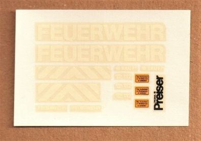 Preiser H0 1:87 Decals Naßschiebebilder 1100-71 Feuerwehr FW Teleskop-Kran