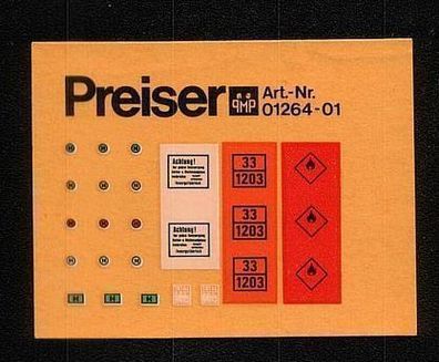 Preiser H0 1:87 Decals Naßschiebebilder Nr.01264-01 Warntafeln Gefahrgut NEU