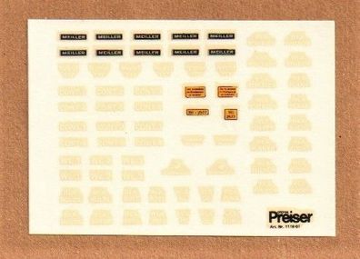 Preiser H0 Decals Naßschiebebilder 1116-01 Meiller Notruf 112 NEU Unbenutzt