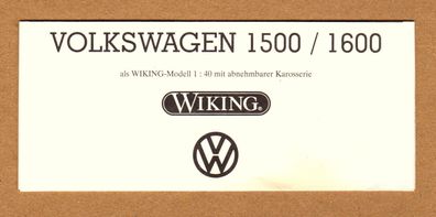 Wiking Anleitung Beipackzettel für 1:40 Grossmodell VW 1500/1600