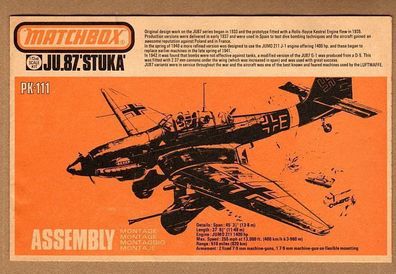 Matchbox PK-111 Stuka Ju87 Bauanleitung Anleitung Instruction Scale 1:72