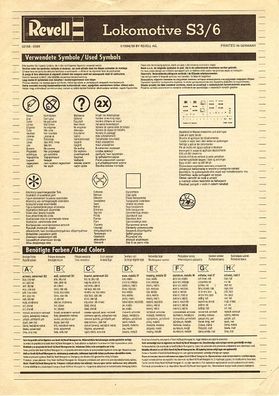 Revell 02168-0389 Anleitung Bauanleitung Instruction Dampflok S3/6