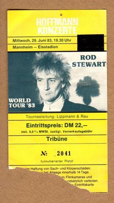 Rod Stewart - Eintrittskarte Konzertkarte von 1983 Eisstadion Mannheim