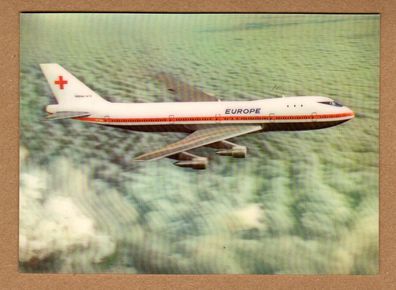 Toppan Top Stereo 3D Postkarte PK-308 Boeing Jumbo Jet Europe 2 Swissair PK AK TOP