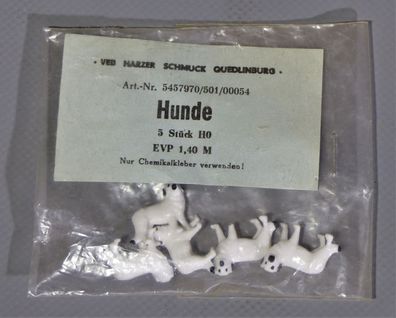 VEB DDR H0 Harzer Schmuck Quedlinburg 5 Stück Hunde 50er/60er NEU OVP