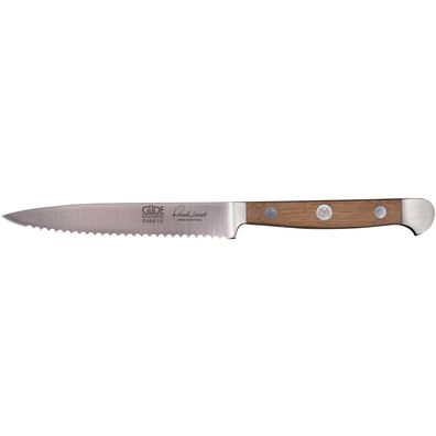 Güde Tomatenmesser 13 cm mit Wellenschliff-Klinge geschmiedet & Eichenholzgriff