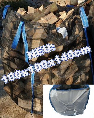 Woodbag Holzbag 100x100x140cm BigBag Sternboden Kaminholz trocknen 5 Stück