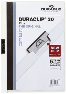 Durable 2213 02 Klemm-Mappe DURACLIP® 30 PLUS - A4, weiß