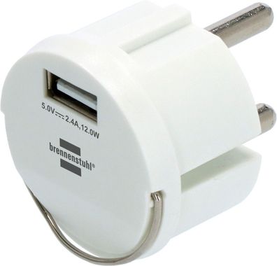 Brennenstuhl 1508110 USB-Steckdosenadapter, USB-A Ladebuchse 2,4 A, max. 12,0 W, weiß