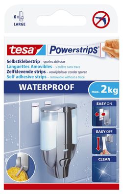 tesa® 59700-00000-04 Powerstrips® Waterproof - ablösbar, Tragfähigkeit 2 kg, weiß