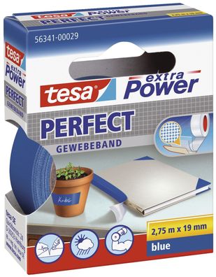 tesa® 56341-00029-03 Gewebeklebeband extra Power Perfect - 2,75 m x 19 mm, blau