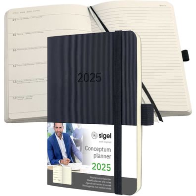 SIGEL C2525 Wochennotiz-Kalender Conceptum - 1 Woche / 2 Seiten, ca. A6, Softcover