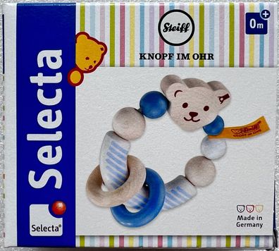 Selecta Steiff Knopf Babywelt Greifling blau Babyspielzeug Holzspielzeug 64301