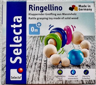 Selecta Babywelt Ringellino klappernder Greifling Babyspielzeug Holzspiel 61070