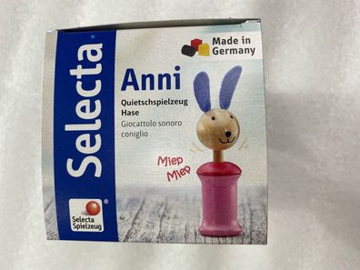 Selecta Babywelt Anni Hase Greifling Quietsche Rassel Holzspielzeug Neu 61057
