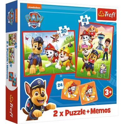 TREFL 93337 Puzzle 2in1 + Memo Paw Patrol - 34 + 48Teile 2x12 Memokarten